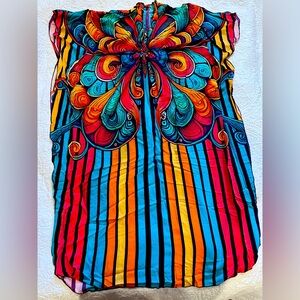 Vibrant Multicolor Butterfly Kaftan/Maxi Dress